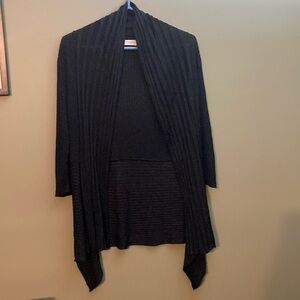 Orange black ribbed collared cardigan. Might be vintage.